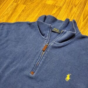 Polo Ralph Lauren Sweater Men 2XB Blue Quarter Zip Pullover‎ Preppy